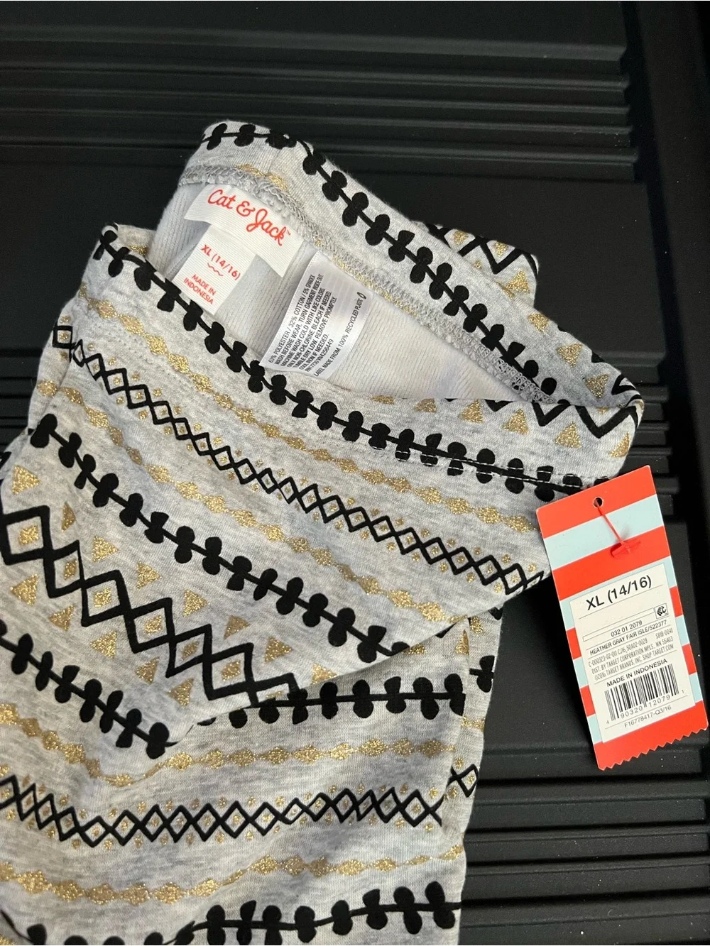 Cat & Jack Black, Gray & Gold Kids Leggings